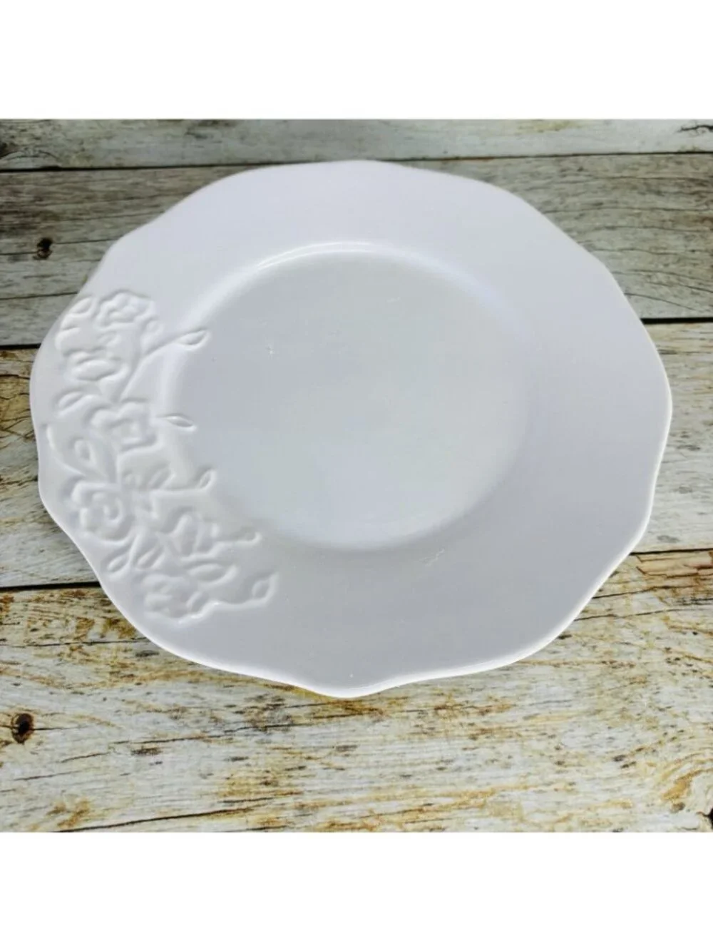 Better Homes And Gardens SUMMERDALE ROSE WHITE Stoneware Lunch Salad Plate Set 4